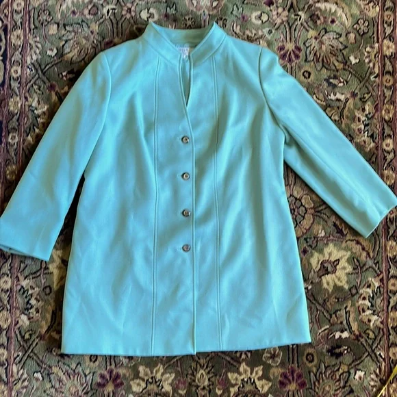 Tahari Arthur S. Levine light teal/green dress Coat/Blazer/Jacket. - Picture 1 of 10